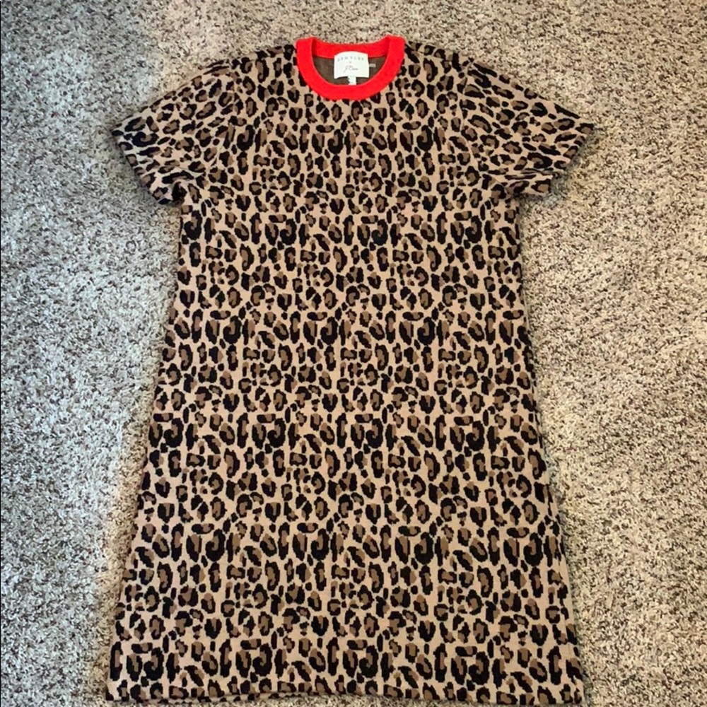 Jcrew leopard print sweater dress